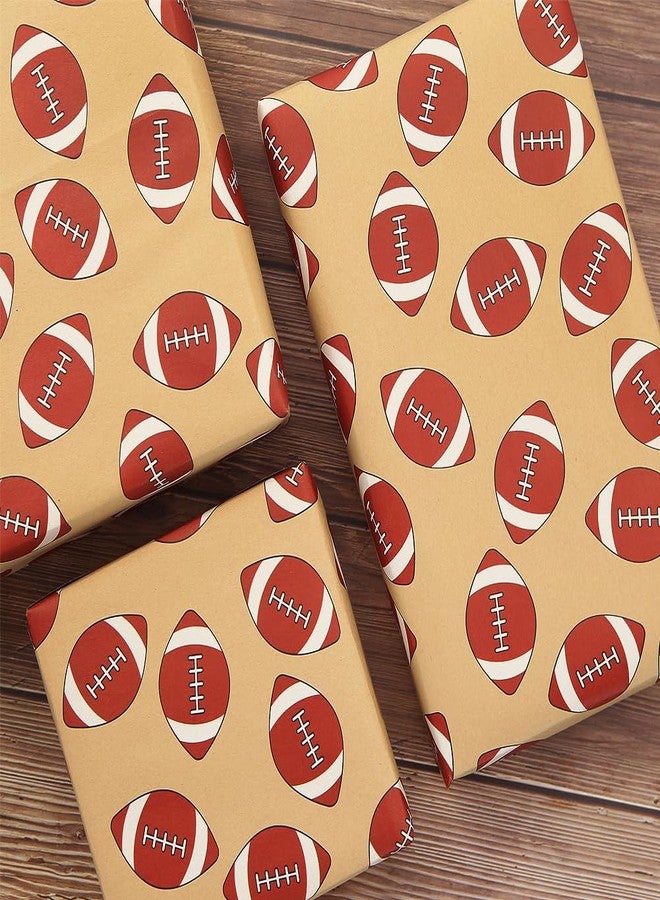 Geluode Rugby Ball Wrapping Paper, 4 Sheets Football Wrapping Paper for Men Boys Kids 28x20 Inches, Brown Sports Rugby Gift Wrap Paper for Sport Events Wedding Birthday Party - Image 5